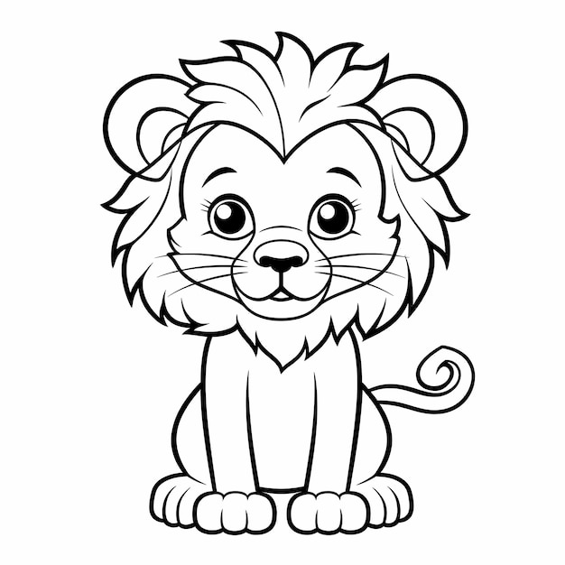Foto página para colorear de león súper linda y simple perfecta para niños