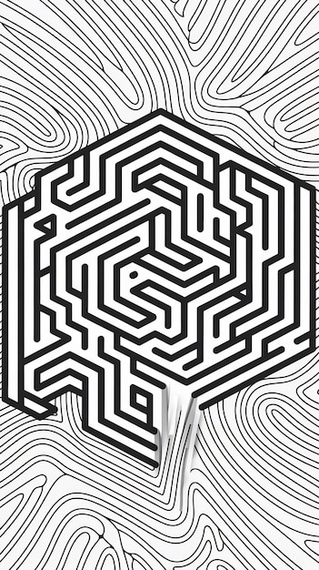 Página de colorear libro laberinto laberinto arte de líneas en blanco y negro bw lineart fondo abstracto
