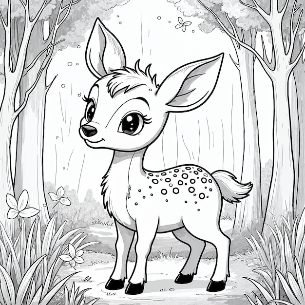 Página de colorear El lindo fauno en el bosque