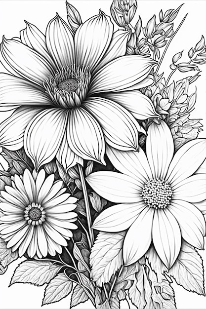 página para colorear de la naturaleza del jardín en blanco en blanco y negro para el libro de colorear