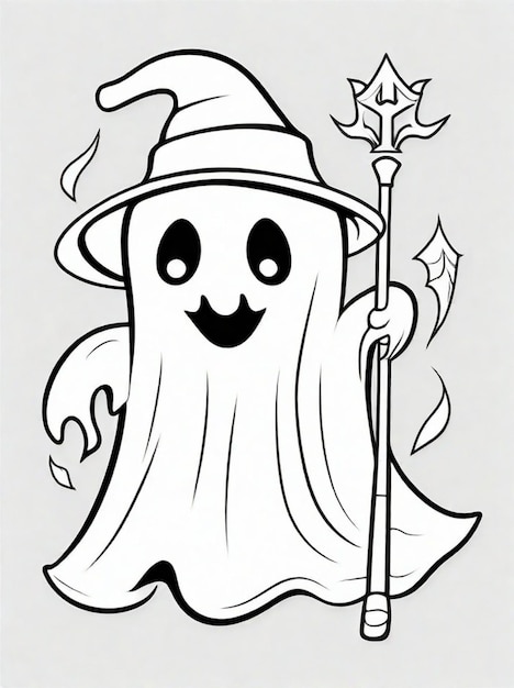 Foto página para colorear para niños arte lineal de fantasmas de halloween