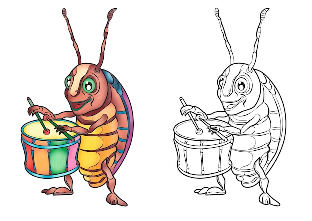 Página para colorear para niños Colorear insectos Caracas de dibujos animados