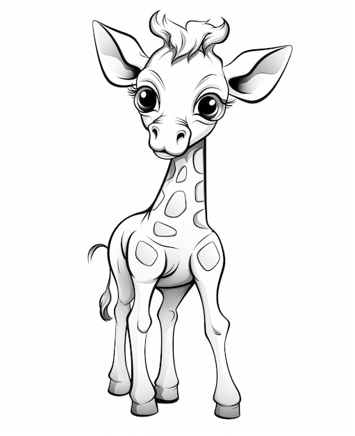 Página para colorear para niños linda jirafa