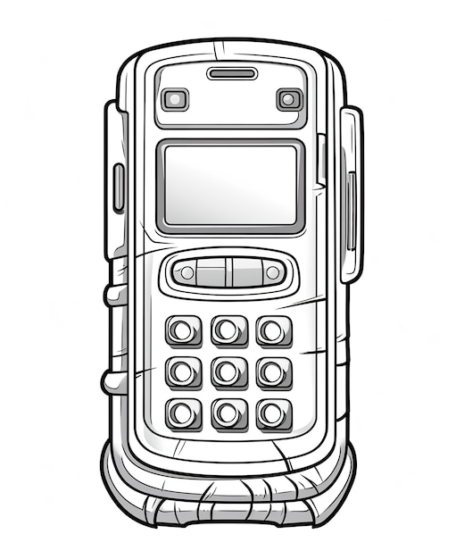 Página para colorear para niños viejo teléfono celular inteligente
