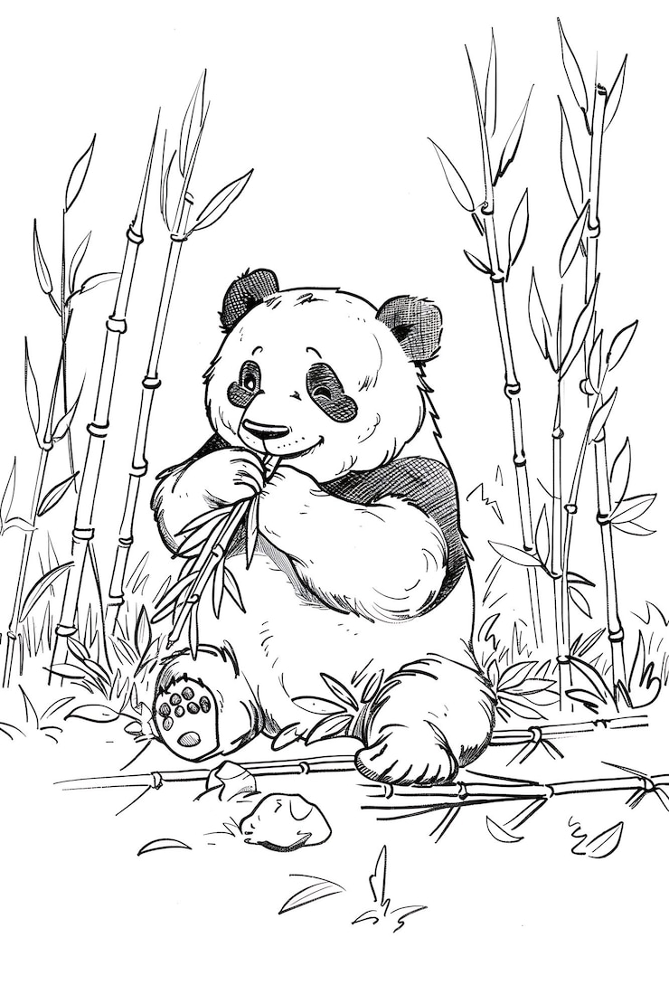 Foto página para colorear de panda para niños y adultos