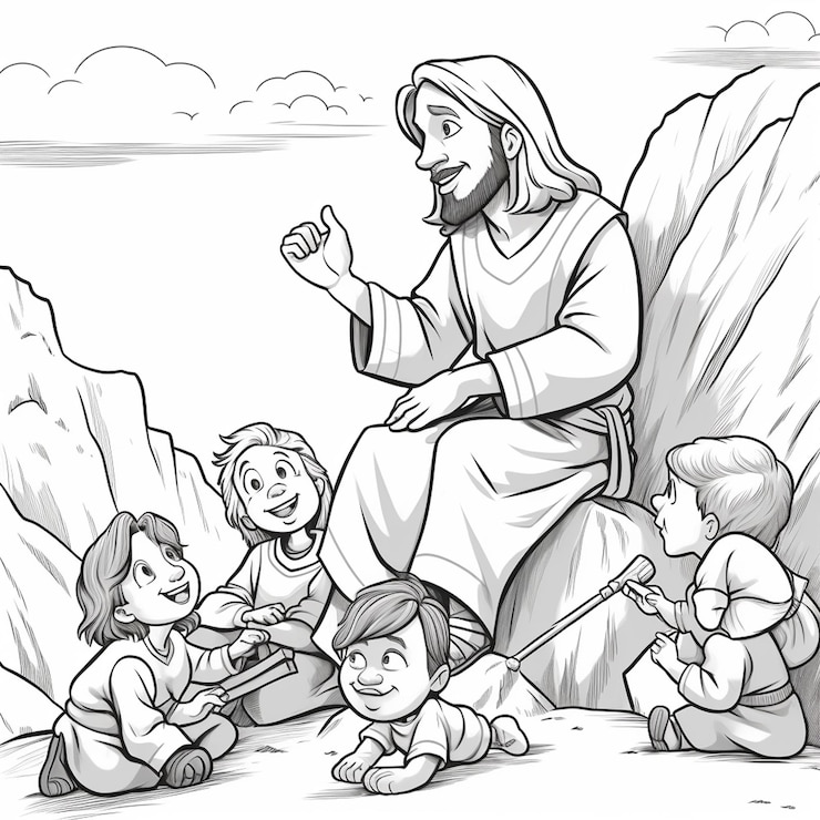 Foto página de colorear de la pascua de jesús