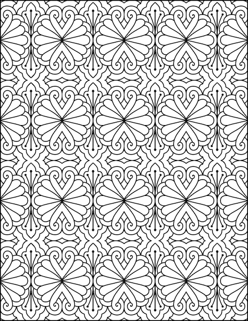 Página para colorear con patrones geométricos dibujados a mano Página de colorear con modelos geométrica para adultos