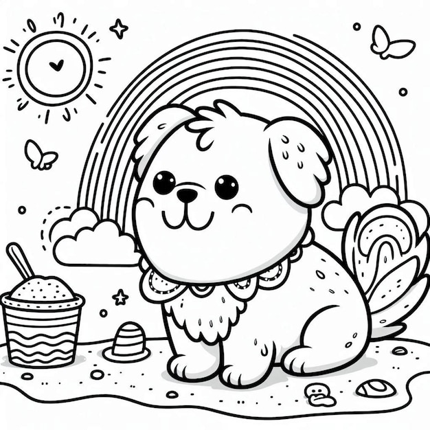 Página de colorear perros para niños ai generado