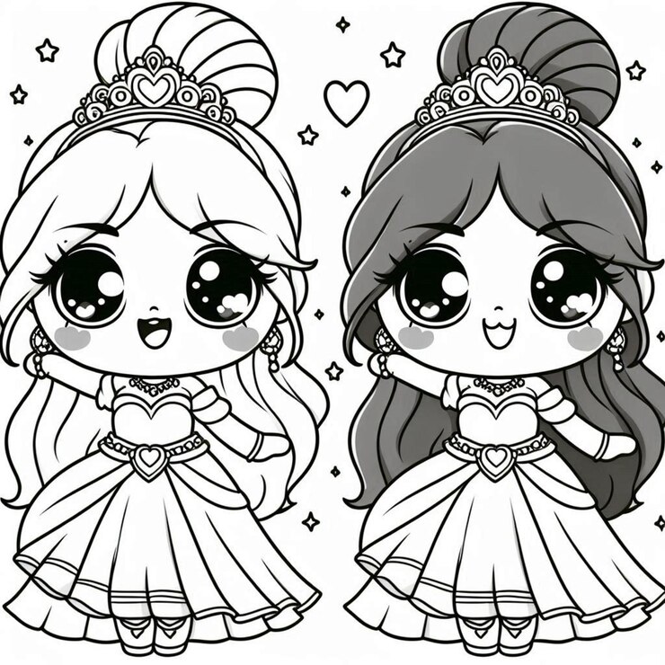 Página para colorear de princesas para niños generada por ai