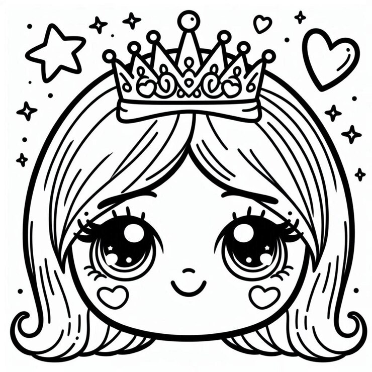 Página para colorear de princesas para niños generada por ai
