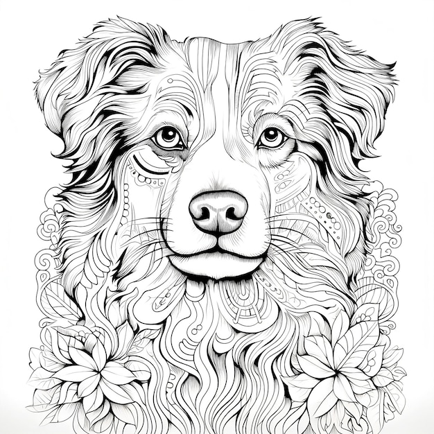 Página para colorear retrato de perro Mandala para adultos Página de colorear animales para adultos