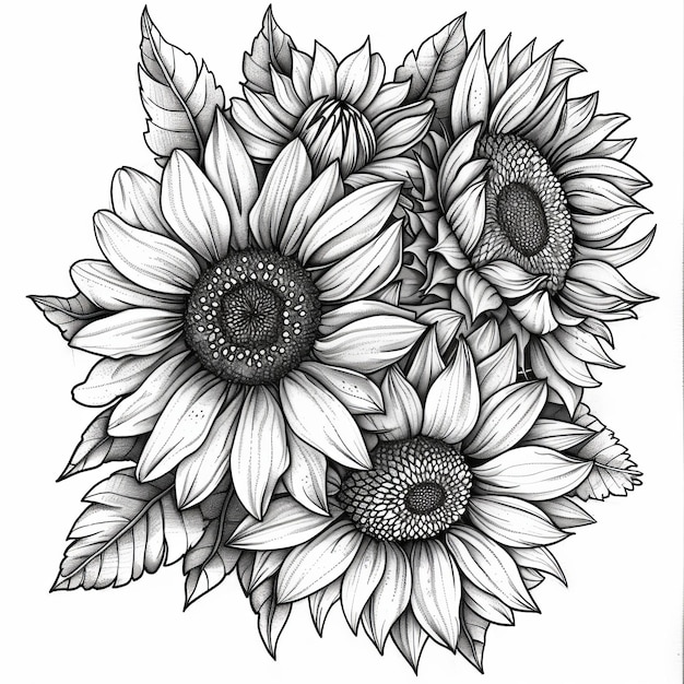 Foto una página para colorear un tatuaje floral