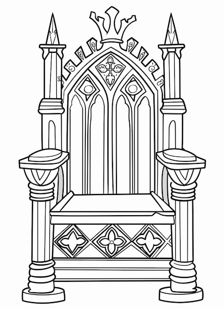 una página para colorear de un trono con velas y una cruz generativa ai