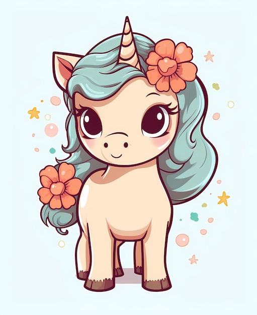 Foto página para colorear de unicornio bebé estilo de línea arte lineal arte lineal limpio