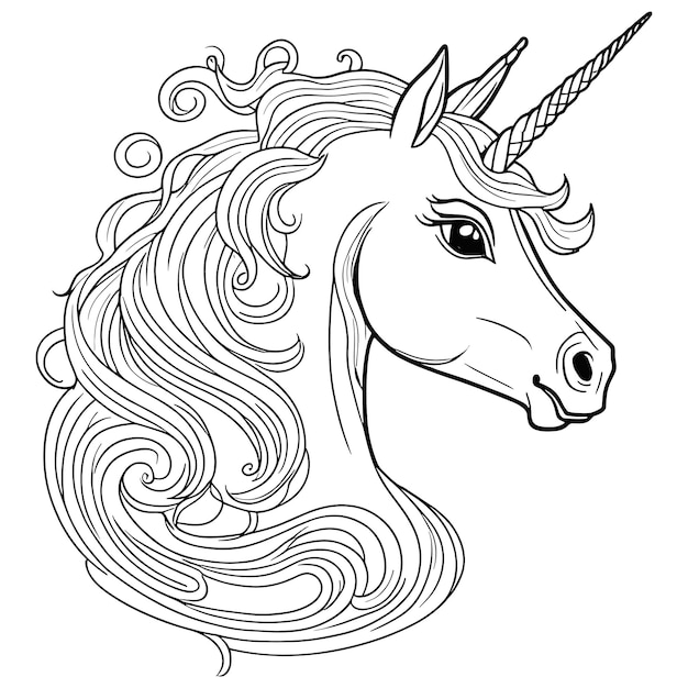 Página para colorear de unicornio para niños Un dibujo