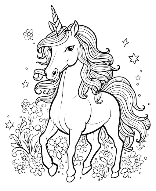 Página para colorear de unicornio para niños