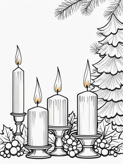 Página para colorear Velas de Navidad