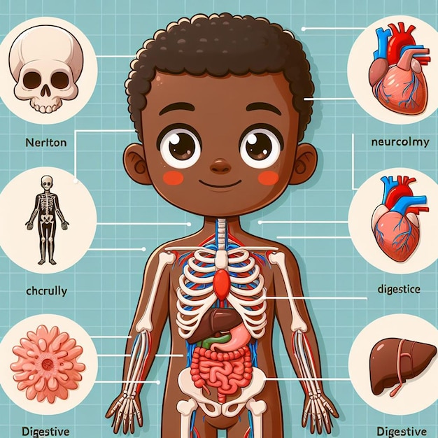 Foto página colorida de anatomía infantil