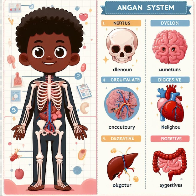 Foto página colorida de anatomía infantil