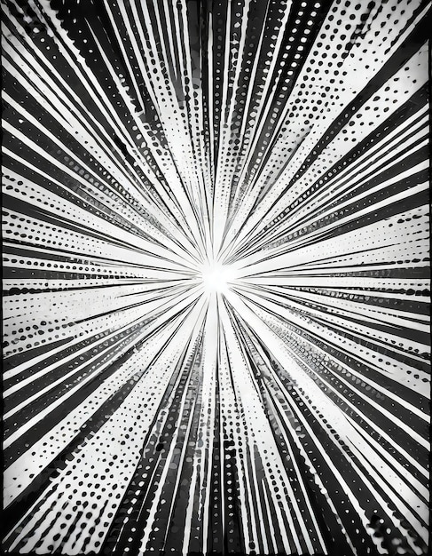 Foto página de cómics con líneas negras plantilla con textura de efecto de rayos de explosión flash