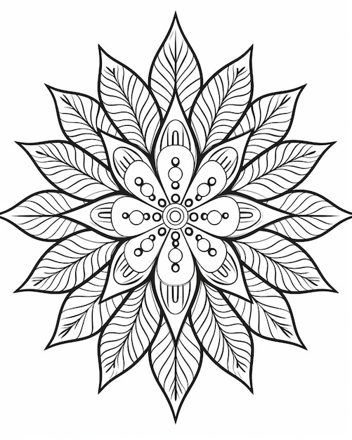 Página de coloração de tatuagem de Mandala preto e branco