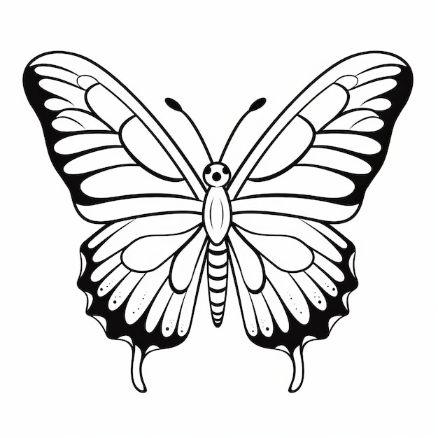 Página de colorir borboleta simples para crianças pequenas