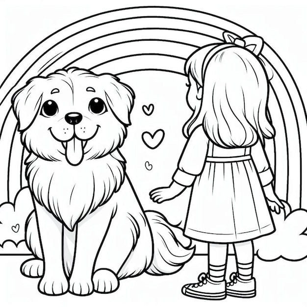 Foto página de colorir cão para crianças ai gerado