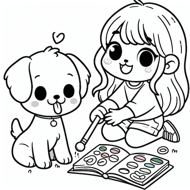 Foto página de colorir cão para crianças ai gerado