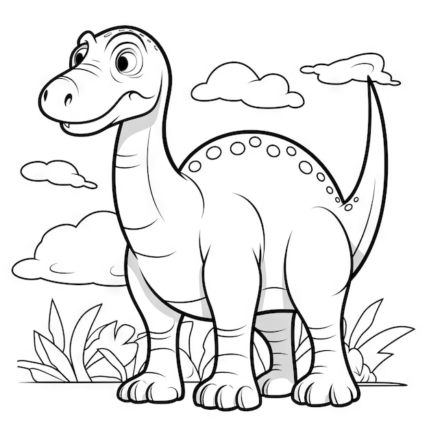 Foto página de colorir de dinossauros para crianças