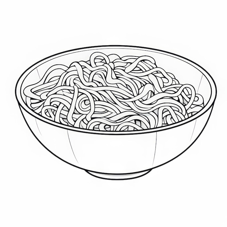 Foto página de colorir de macarrão simples para crianças