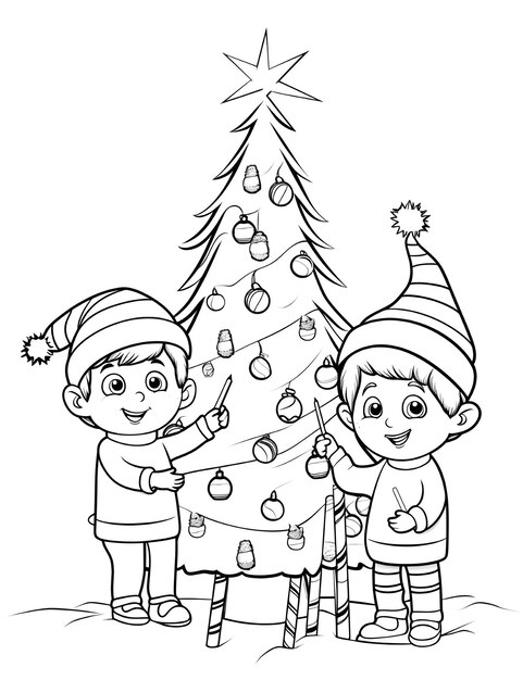Foto página de colorir de natal bonita para crianças