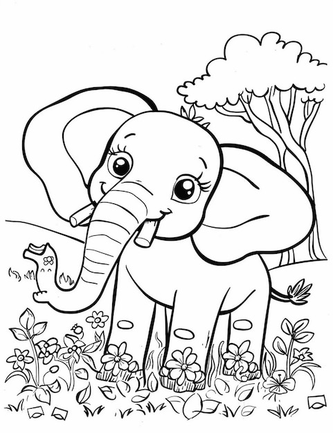 Página de colorir Elefante bonito