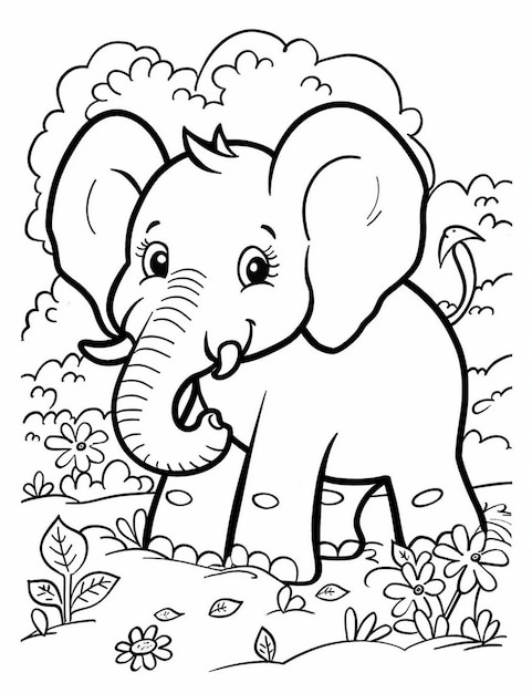 Página de colorir Elefante bonito