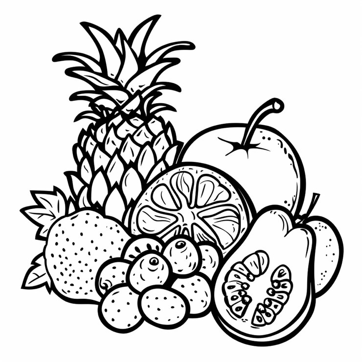 Foto página de colorir frutas