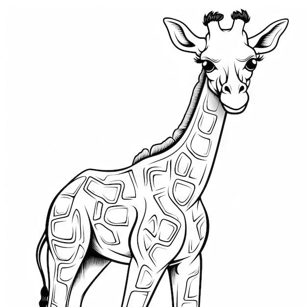 Foto página de colorir girafa para crianças
