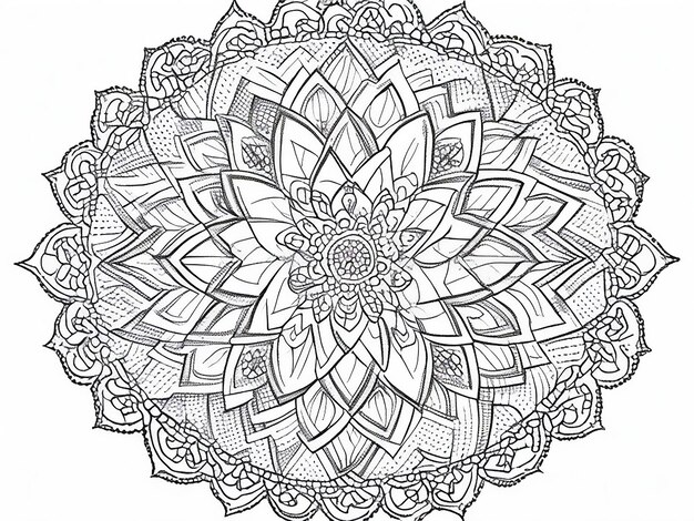 Página de colorir Mandala para adultos e contorno de mandala desenhado à mão