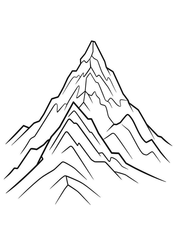 Foto página de colorir montanha contorno de montanha página de colorir paisagem de montanha arte de linha para página de colorim mountain coloring book adultos páginas de colorir ai generative