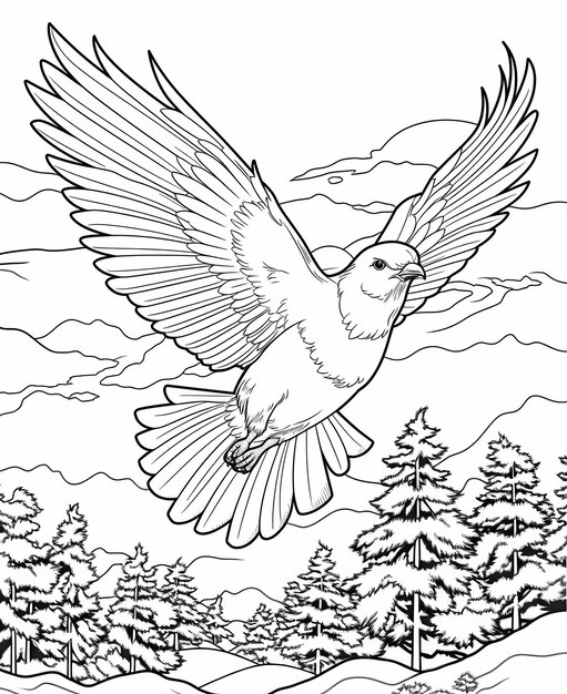 Página de colorir para crianças um pássaro