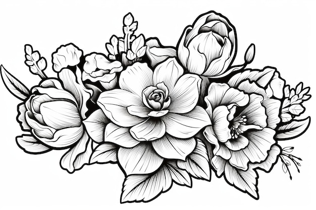Foto página de colorir para desenho cativante de flores de cacto