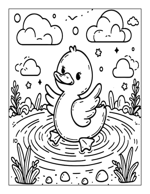 página de colorir pato para crianças ai gerado