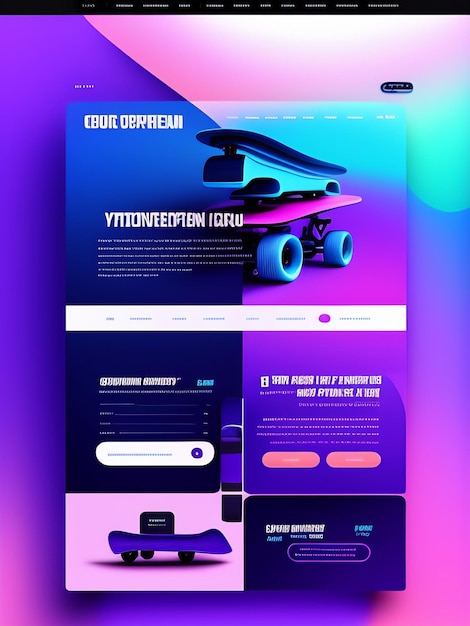 Página de destino do site moderno para uma compacta de skate