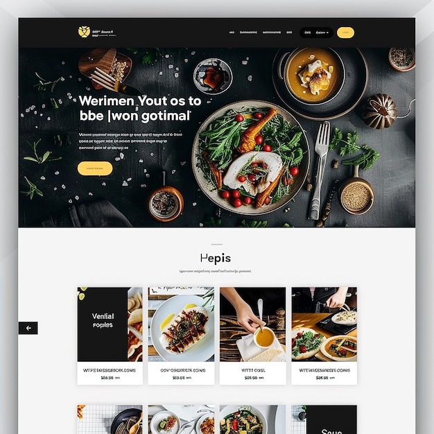 página de destino do site para restaurante