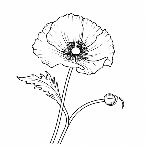 página de livro para colorir com linha pesada simples de Poppy