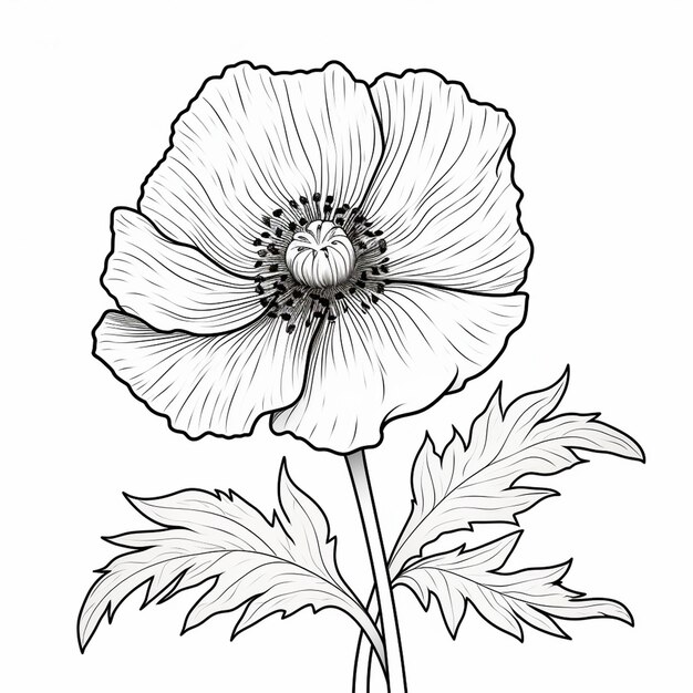 página de livro para colorir com linha pesada simples de Poppy