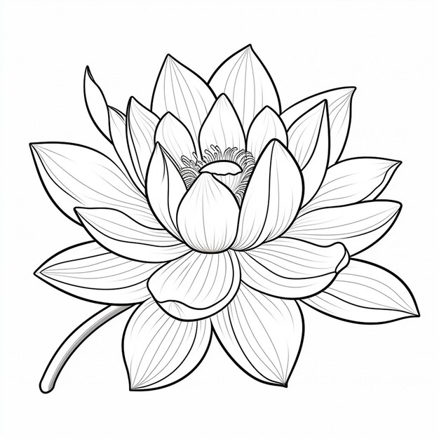 página de livro para colorir com linha simples e pesada do Lotus