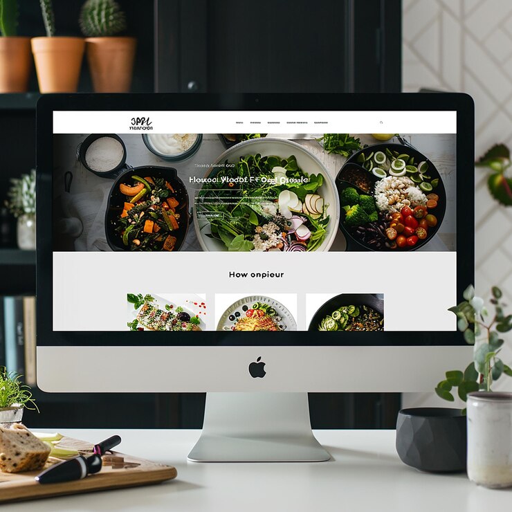 página de destino del sitio web de una empresa de preparación de comidas saludables