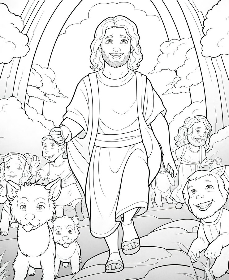 Foto página do livro para colorir jesus