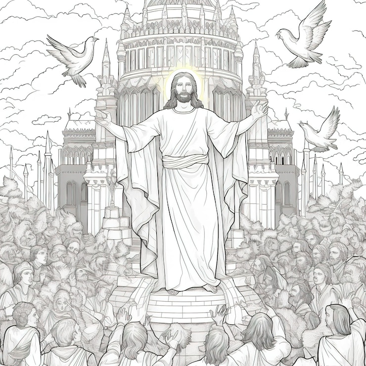 Foto página do livro para colorir jesus