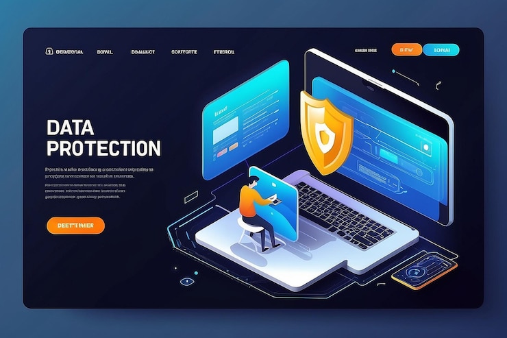 Foto página de inicio de protección de datos seguridad de internet plantilla vectorial de diseño web