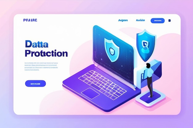 Página de inicio de protección de datos Seguridad de Internet plantilla vectorial de diseño web